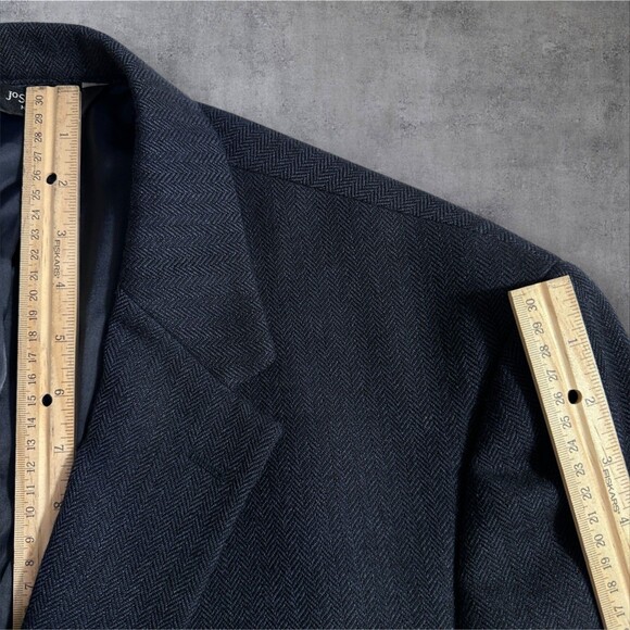 JOS A BANK Men’s 46R Navy Herringbone Wool Blazer Sport Coat 2-Button Jacket - Picture 8 of 13